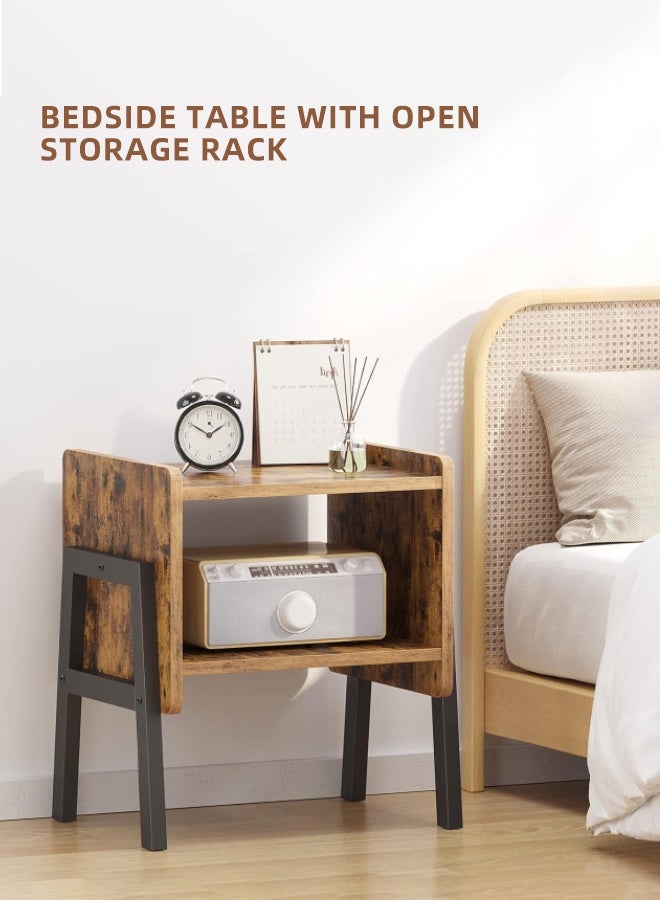 مساحة عمار مجموعة طاولات جانبية بمقاس 36.8*30*45 سم، طاولتان جانبيتان قابلتان للتكديس، وطاولة جانبية مع رف تخزين مفتوح، وطاولات جانبية حديثة من طبقتين، وطاولة بجانب السرير للمنزل وغرفة النوم وغرفة المعيشة - Image 5