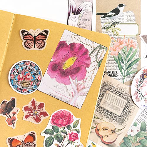Alideco 200pcs Vintage Scrapbook Supplies Kit Kawaii Mushrooms, Flowers Scrapbooking Paper Washi Bullet Journals Planners Collage Album Aesthetic Cottagecore - Image 5