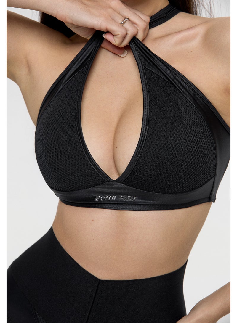 Bona Fide Sport Escort Top Black – Sculpting Deep V Sports Bra - Image 1