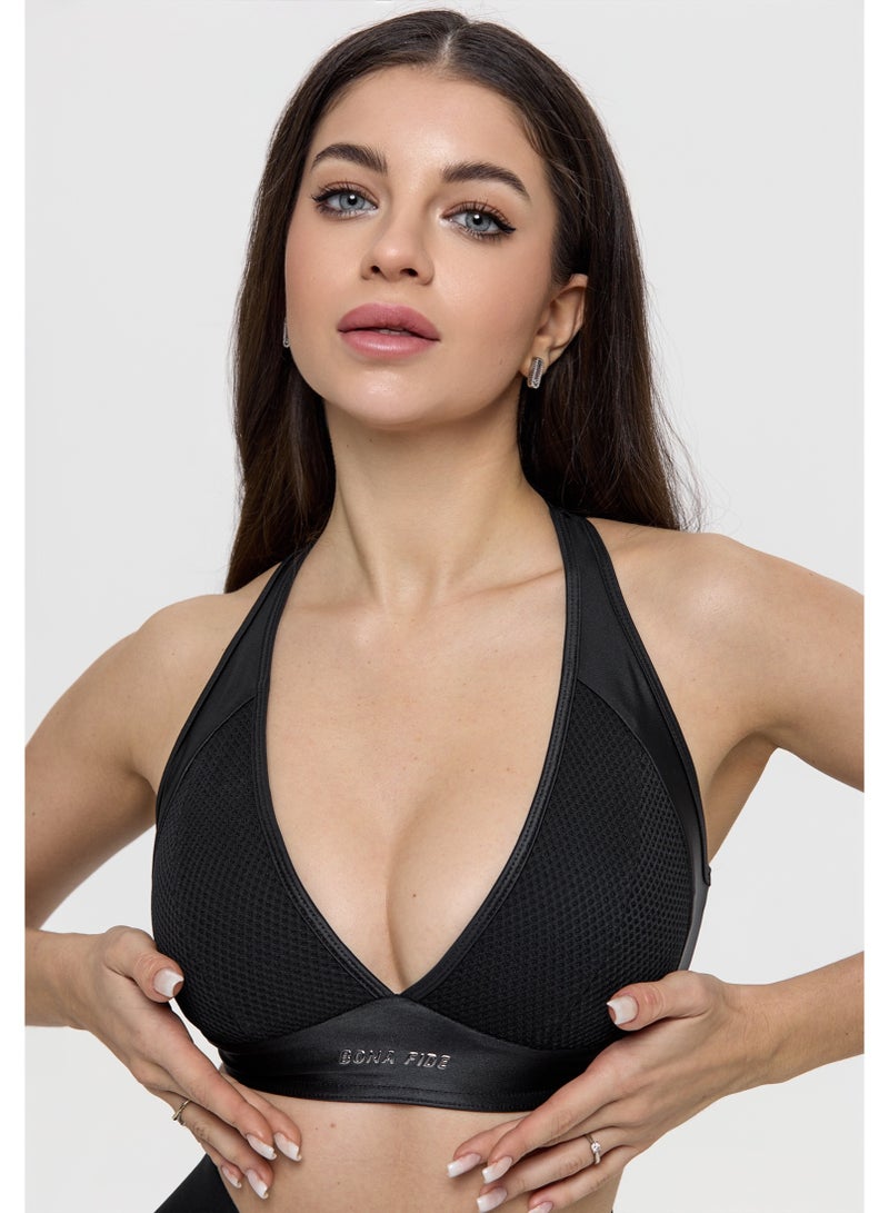 Bona Fide Sport Escort Top Black – Sculpting Deep V Sports Bra - Image 4