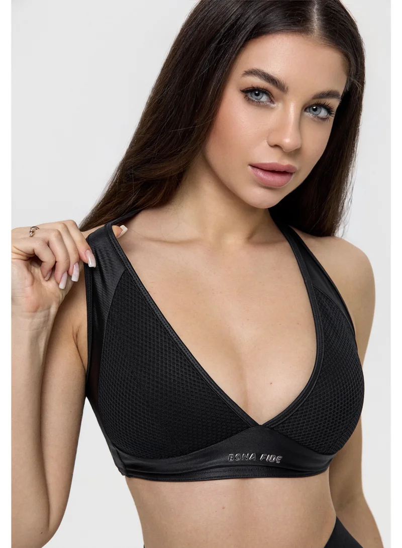 Bona Fide  Bona Fide Sport Escort Top Black – Sculpting Deep V Sports Bra for Women | Best Price UAE
