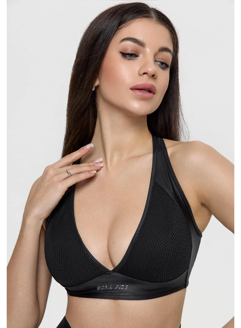 Bona Fide  Bona Fide Sport Escort Top Black – Sculpting Deep V Sports Bra for Women | Best Price UAE