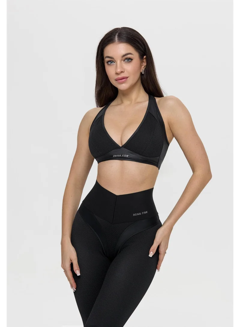 Bona Fide  Bona Fide Sport Escort Top Black – Sculpting Deep V Sports Bra for Women | Best Price UAE