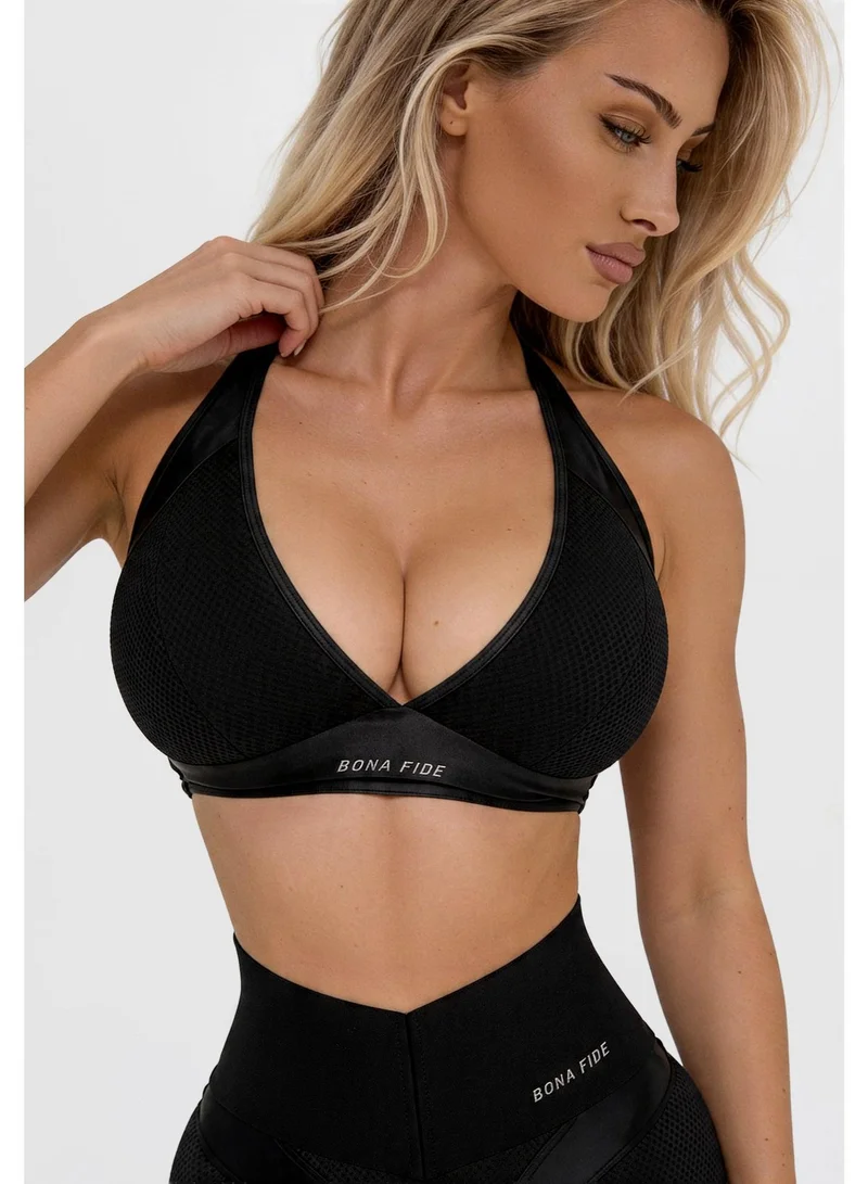 Bona Fide Bona Fide Sport Escort Top Black – Sculpting Deep V Sports Bra