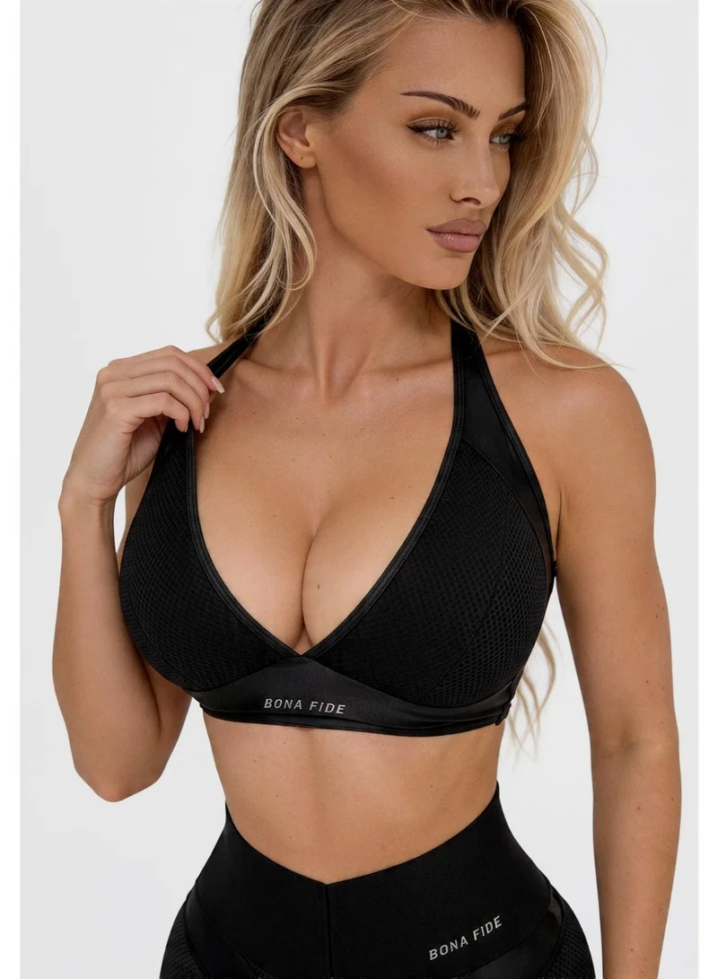Bona Fide Bona Fide Sport Escort Top Black – Sculpting Deep V Sports Bra