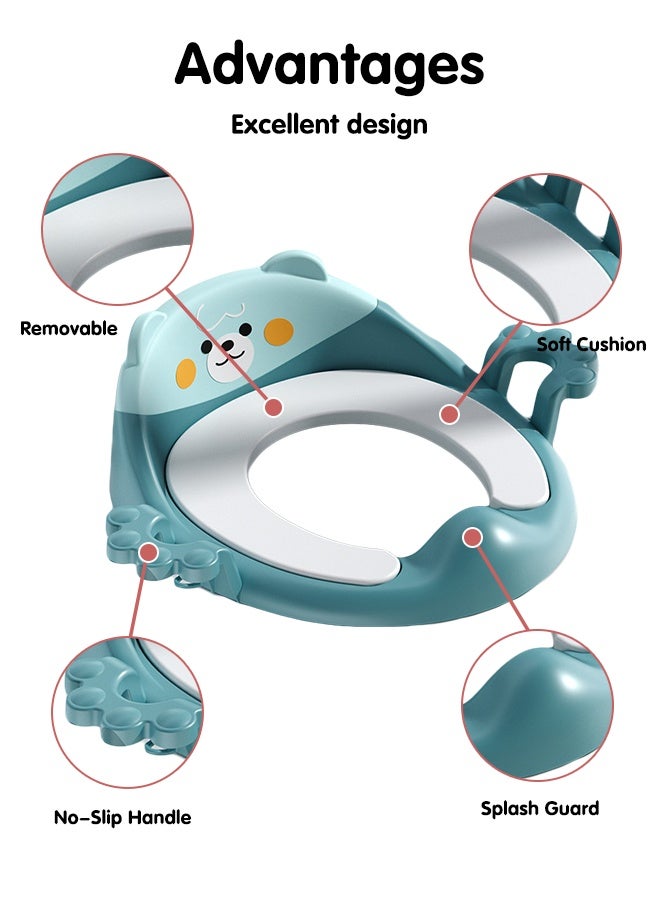 فيفيدوراد مقعد مرحاض مانع للانزلاق للأطفال الصغار، مقعد تدريب على استخدام المرحاض للأولاد والبنات، مقعد تدريب على استخدام المرحاض مع وسادة ناعمة قابلة للفصل، مقبض متين ومسند ظهر. - Image 4