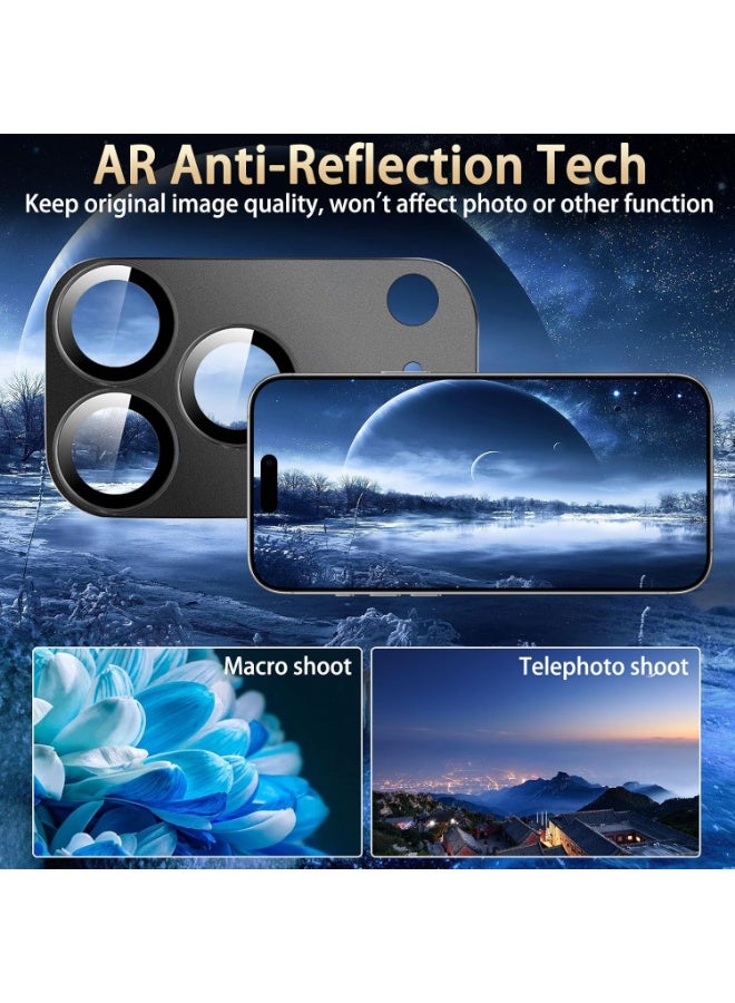 For iPhone 17 Pro Camera Lens Protector [Drop Protection] [Full Coverage] [3D Metal] [Case Friendly] Tempered Glass Camera Cover — Black - Image 5