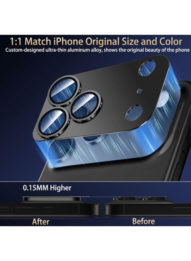 For iPhone 17 Pro Camera Lens Protector [Drop Protection] [Full Coverage] [3D Metal] [Case Friendly] Tempered Glass Camera Cover — Black - Image 3