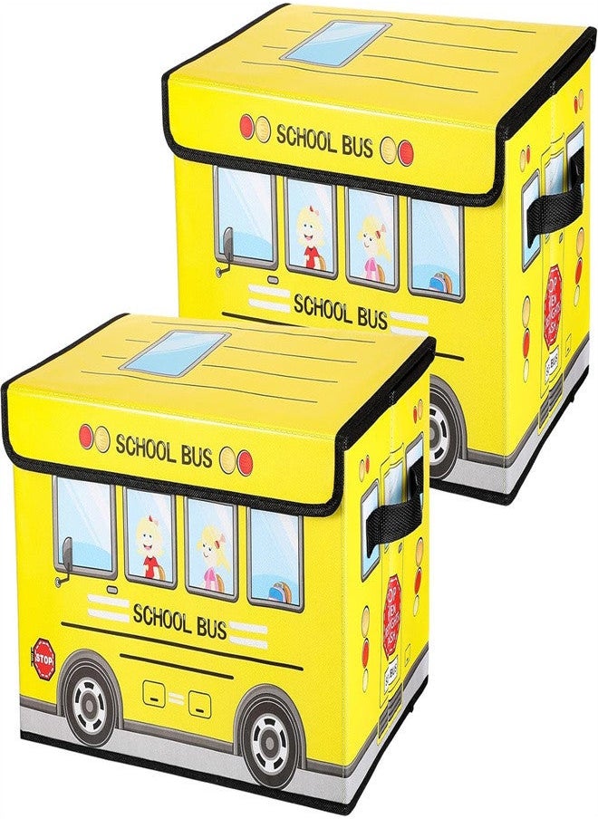 Generic 2 Pcs Toy Chest Storage Box for Classroom, Foldable Clothes Storage Box with Lid Treasure Waterproof Storage Organizer Bin for Home Kids Toy Prizes Awards for Students (Yellow)  - Image 1
