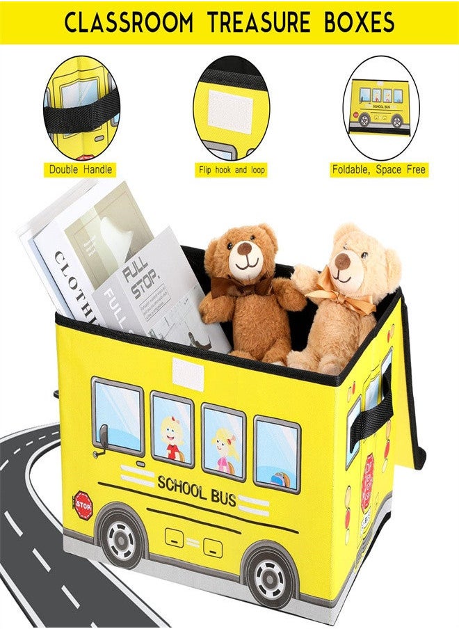 Generic 2 Pcs Toy Chest Storage Box for Classroom, Foldable Clothes Storage Box with Lid Treasure Waterproof Storage Organizer Bin for Home Kids Toy Prizes Awards for Students (Yellow)  - Image 5