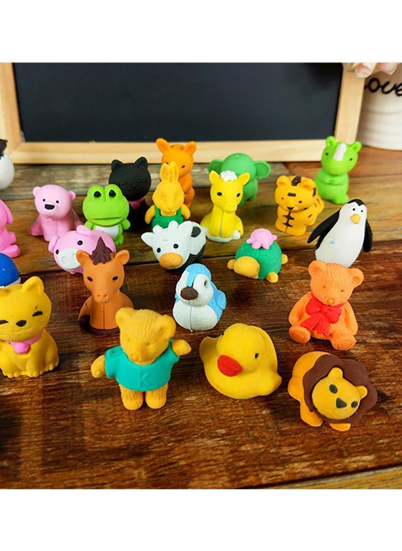 Sweet seven 35Pcs Animal Erasers Bulk Mini Pencil Erasers Set - Fun Desk Pets Assembly Puzzle for Kids - Party Favors, Classroom Prizes - Gifts and School Supplies  - Image 1