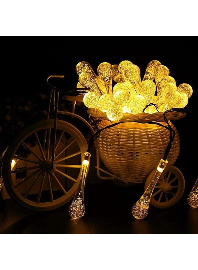 إيروريكس 15 قدم 20 مصباح ليد يعمل بالطاقة الشمسية لمهرجانات الحدائق الخارجية، سلسلة أضواء مقاومة للماء على شكل دمعة للحديقة والفناء والتخييم والمهرجانات وحفلات الزفاف باللون الأبيض الدافئ - Image 3