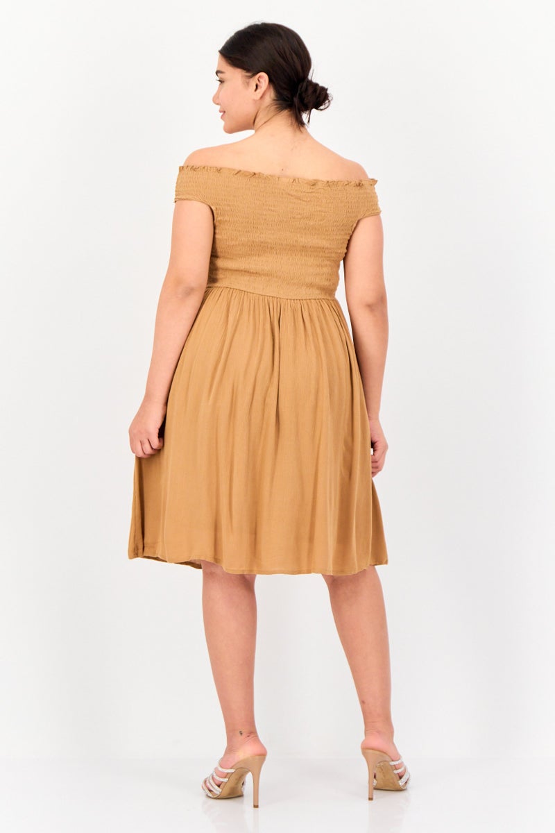 ONLY Women Ruched Mini Dress, Brown  - Image 3