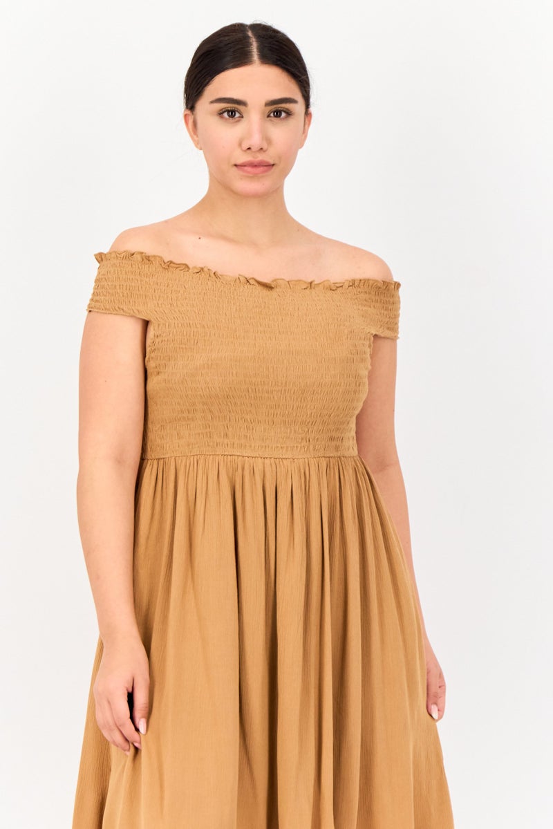 ONLY Women Ruched Mini Dress, Brown  - Image 2