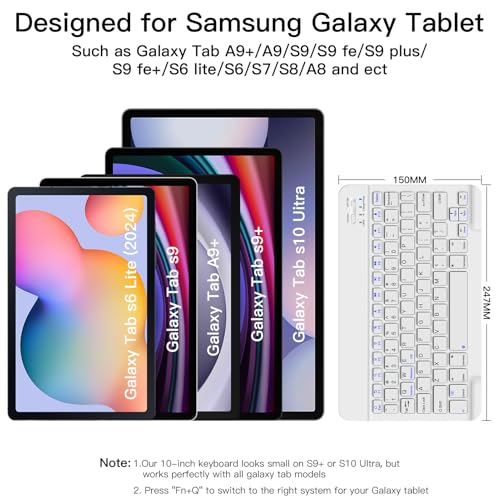 XIWMIX Wireless Bluetooth Keyboard for Samsung Galaxy Tablets, Ultra-Slim Portable, Type-C Rechargeable, Compatible with Tab A9+/S10 FE/S9/S9 FE/S9+/S9 FE+/S6 Lite/S7/A8 - Image 3