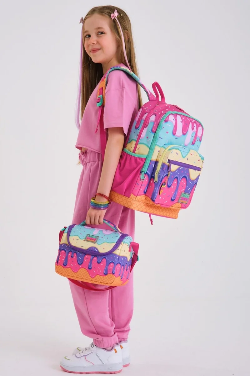 كورال هاي Kids Pink Colorful Ice Cream Patterned 3-Piece School Bag Set SET0123731