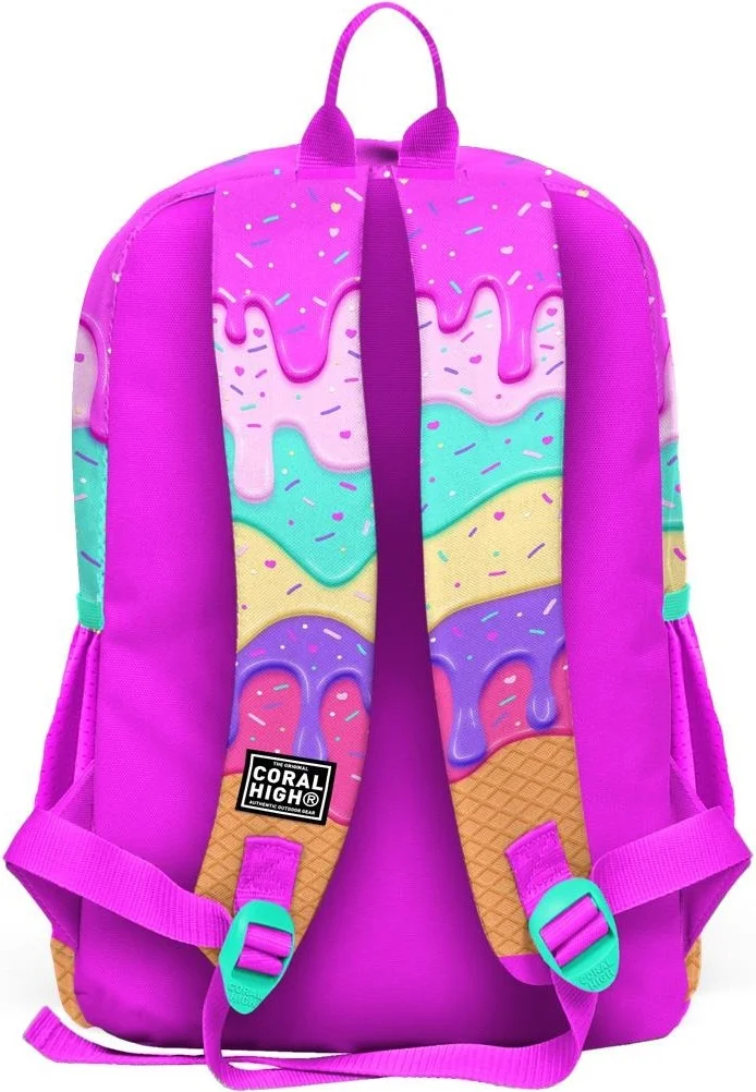 كورال هاي Kids Pink Colorful Ice Cream Patterned 3-Piece School Bag Set SET0123731