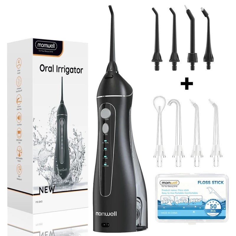 Mornwell Cordless Water flosser for teeth F18,4 Pressure Settings, 8 Jet Tips, IPX7 Waterproof, USB Rechargeable Battery Deep Cleaning - Image 2