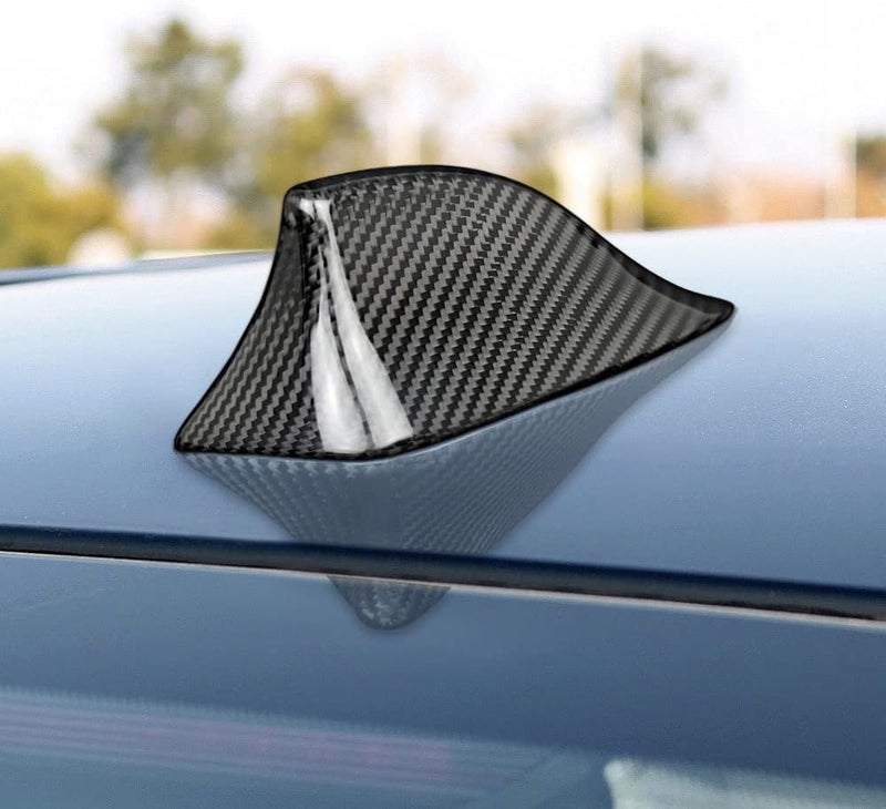 AIRSPEED Carbon Fiber Car Shark Fin Antenna Cover Auto Antenna Toppers Sticker for BMW F10 F18 F01 F02 F04 Exterior Accessories, Black - Image 4