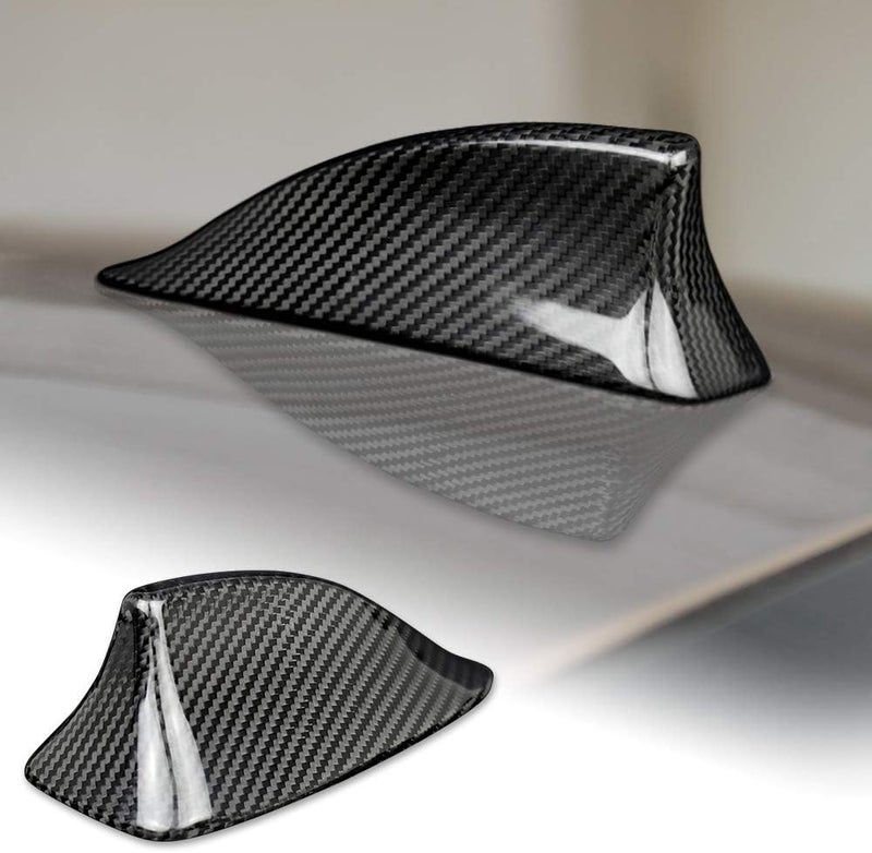 AIRSPEED Carbon Fiber Car Shark Fin Antenna Cover Auto Antenna Toppers Sticker for BMW F10 F18 F01 F02 F04 Exterior Accessories, Black - Image 1