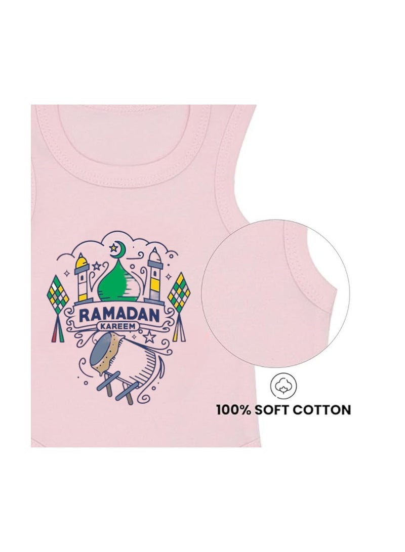 PRINTSHOP4ME Ramadan Baby Romper Outfit - Sleeve Less Cotton Unisex Romper - Romper for Babies and Toddlers - Sleeveless Ramadan Romper for Newborns  - Image 3