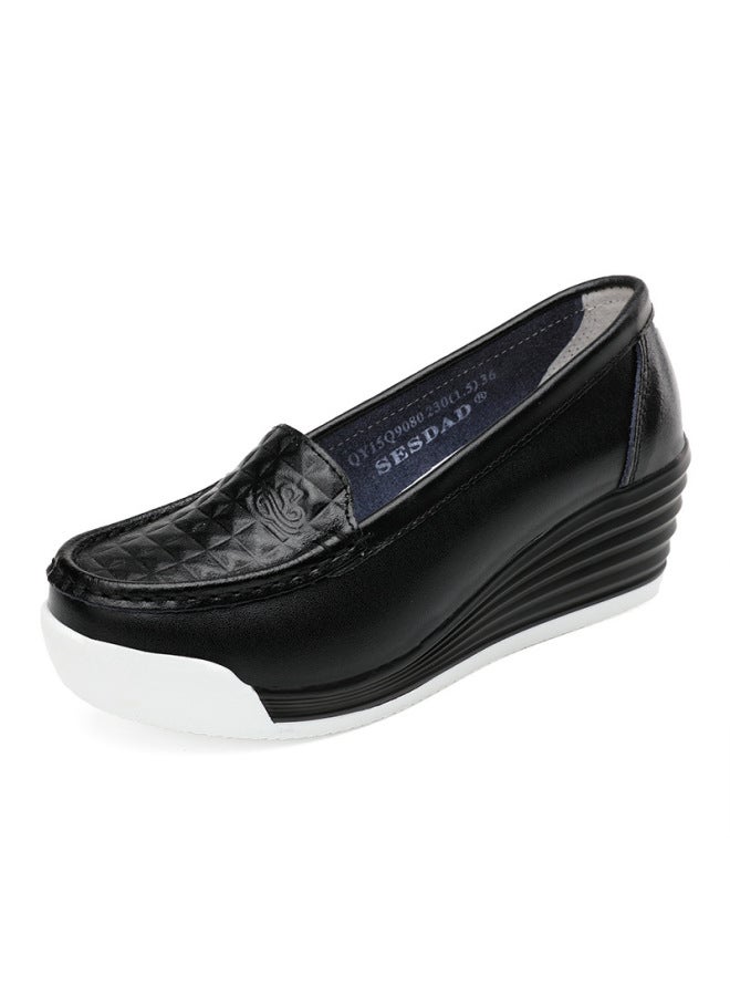 Platform Shoes Four Seasons Comfortable Mother Shoes Increased Cowhide Nurse Shoes Casual White Shoes Wedge Women's Shoes