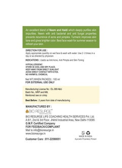 BIO RESURGE LIFE Anashwara Neem Haldi Face Wash To Remove Pimples And Acne (100 Ml)  - Image 3