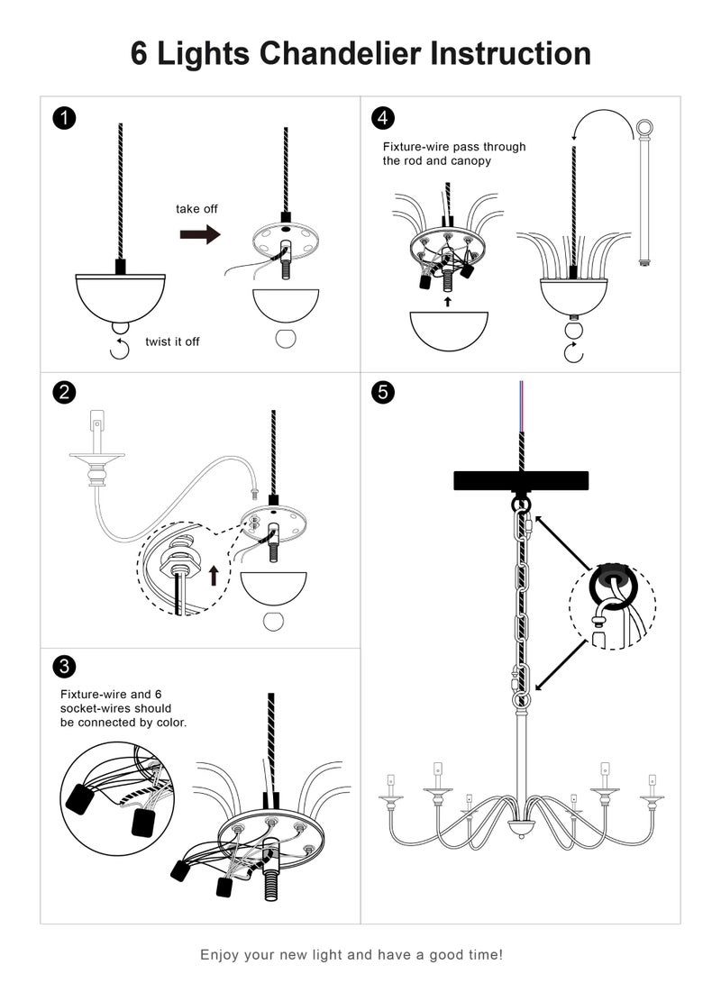 APEX Sputnik Chandelier, 6-Light Farmhouse Chandeliers Hanging Light Fixture, Vintage Ceiling Light Fixture for Living Room, Bedroom, Kitchen - Image 2