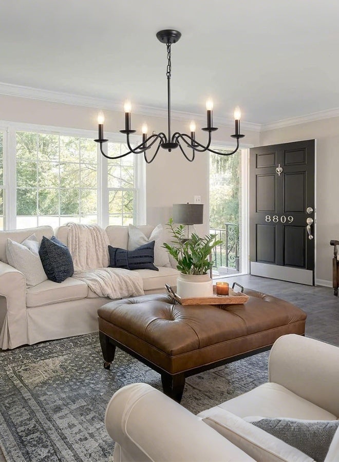 APEX Sputnik Chandelier, 6-Light Farmhouse Chandeliers Hanging Light Fixture, Vintage Ceiling Light Fixture for Living Room, Bedroom, Kitchen - Image 3