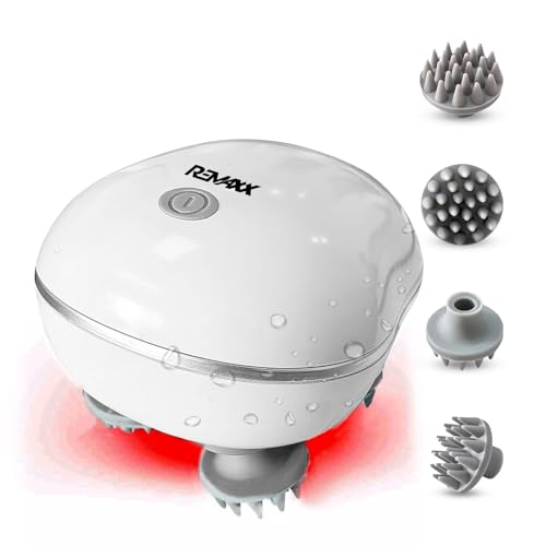 Remaxx Scalp Massager Rotating Technology USB Charging 4 Massage Heads 3 Modes for Scalp Neck Body Relief Lightweight Portable Waterproof Soft Silicone Material & Low Noise Operation - Image 1