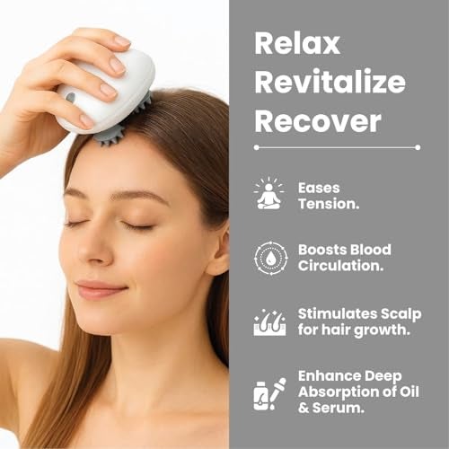 Remaxx Scalp Massager Rotating Technology USB Charging 4 Massage Heads 3 Modes for Scalp Neck Body Relief Lightweight Portable Waterproof Soft Silicone Material & Low Noise Operation - Image 4