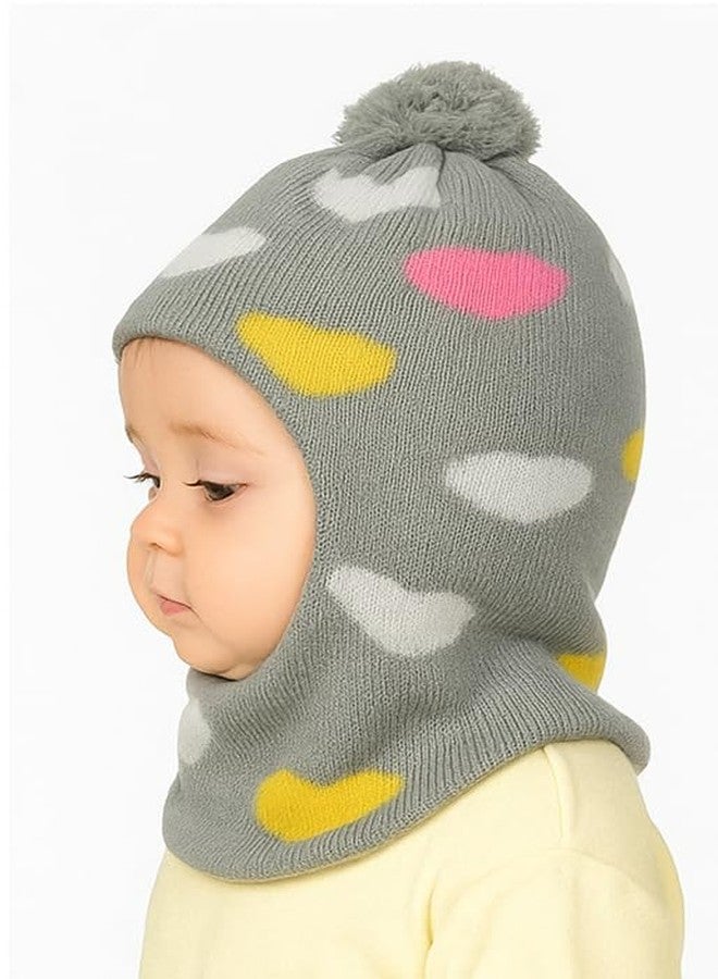 CHACKO Baby Soft Woolen Monkey Cap for Babies | Warm & Stretchable Winter Cap | Unisex Multicolor Beanie Hat Grey (0-3 Months) - Image 4