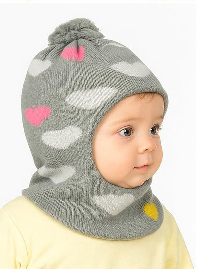CHACKO Baby Soft Woolen Monkey Cap for Babies | Warm & Stretchable Winter Cap | Unisex Multicolor Beanie Hat Grey (0-3 Months) - Image 3