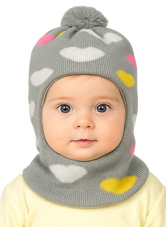 CHACKO Baby Soft Woolen Monkey Cap for Babies | Warm & Stretchable Winter Cap | Unisex Multicolor Beanie Hat Grey (0-3 Months) - Image 1