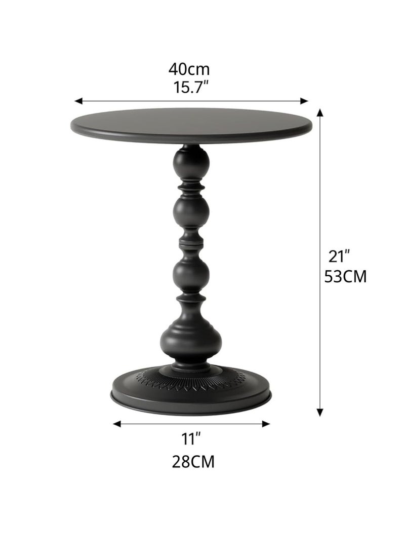 MASINGAA 2pcs Metal Round Side Table,  Sofa Coffee Table, Vintage Service Table, Desk for Living Room Bedroom Office Black, 40x40x53cm - Image 4