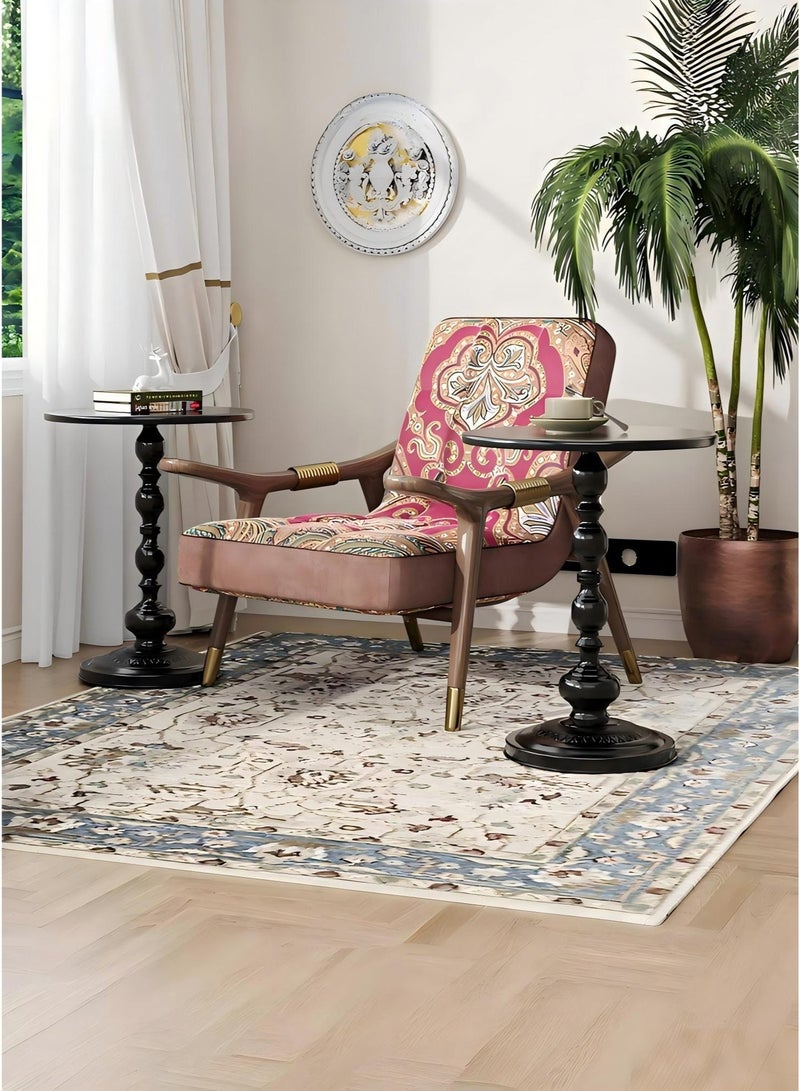 MASINGAA 2pcs Metal Round Side Table,  Sofa Coffee Table, Vintage Service Table, Desk for Living Room Bedroom Office Black, 40x40x53cm - Image 2