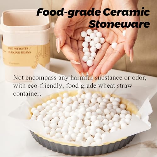ROCKSHEAT K Ceramic Pie Weights, Baking Beads Pie Crust Weights, Natural baking beans with Wheat Straw Container (2.2Lb | 1000g) - Image 2