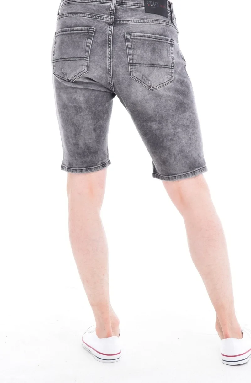 Cedy Denim Men Macedonian Gray Wear Denim Shorts Slim Fit Jean Shorts C342