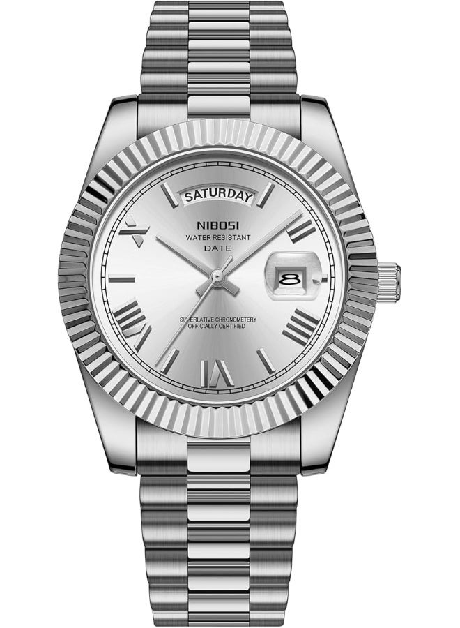 NIBOSI Men Watches Analog Quartz Stainless Steel Watches for men Waterproof Business Classic Desiger Wrist Watch Day&Date - Image 1