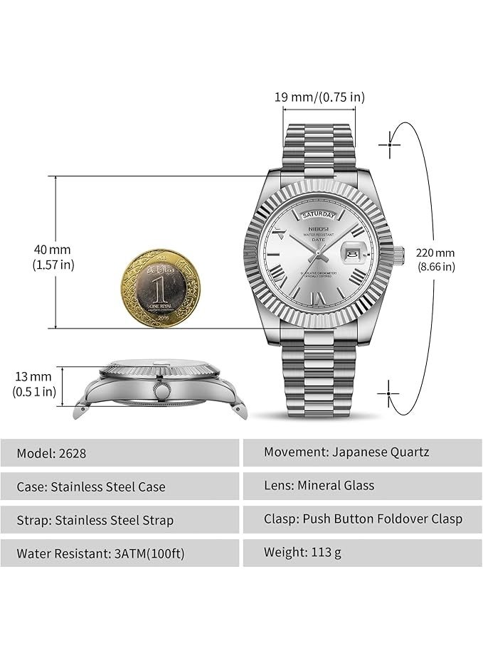 NIBOSI Men Watches Analog Quartz Stainless Steel Watches for men Waterproof Business Classic Desiger Wrist Watch Day&Date - Image 2