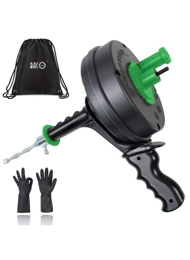 BACOENG 50Ft Drain Auger, Heavy Duty Plumbing Snake with Drill Adapter, Use Manually or Powered for Drain Clog, Shower Sink, Comes with Gloves and Bag (Orange) - Image 1