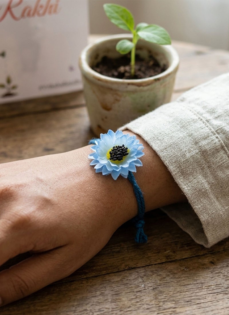 Madhoor Eco-Friendly Plantable Blue Flower Rakhi for Brother & Raksha Bandhan Gifting, 1 Piece - Image 2