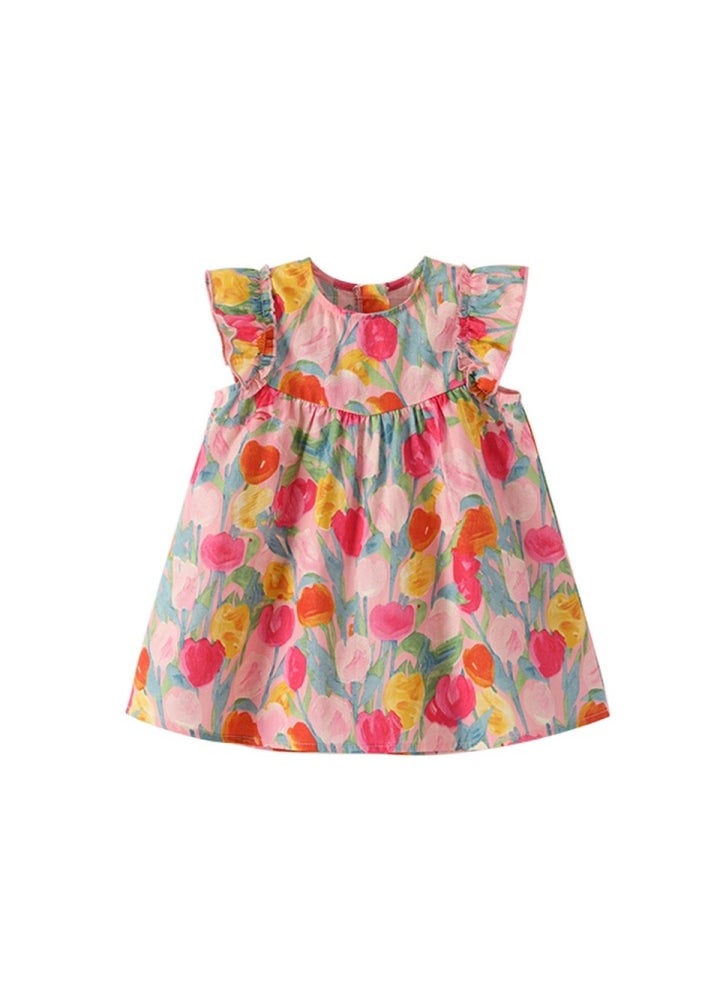 M MIAOYAN Children's skirt 2024 sweet girl dress, summer floral skirt multi-color suspender vest skirt, perfect for your little princess  - Image 1