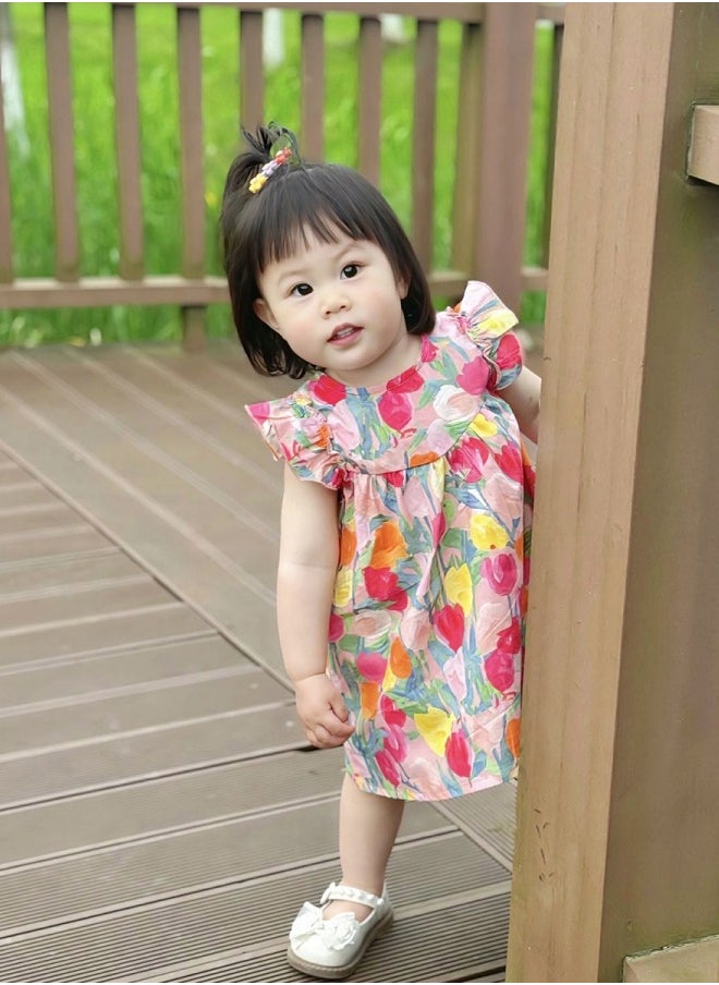 M MIAOYAN Children's skirt 2024 sweet girl dress, summer floral skirt multi-color suspender vest skirt, perfect for your little princess  - Image 5