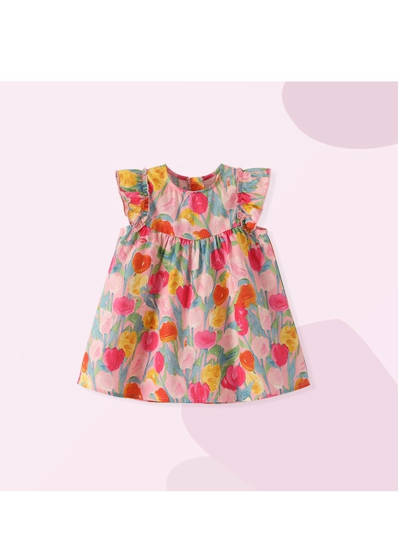 M MIAOYAN Children's skirt 2024 sweet girl dress, summer floral skirt multi-color suspender vest skirt, perfect for your little princess  - Image 2