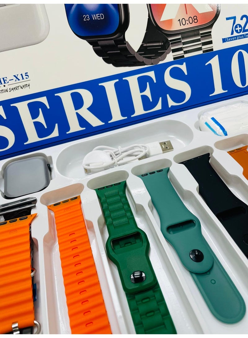 ويزمي مجموعة ساعة WISME الذكية من السلسلة 10: تصميم فاخر، طقم أحزمة 7+2، مراقبة الصحة، إشعارات ذكية، سماعات رأس لاسلكية - حزمة متكاملة تجمع بين الأناقة والأداء - Image 4