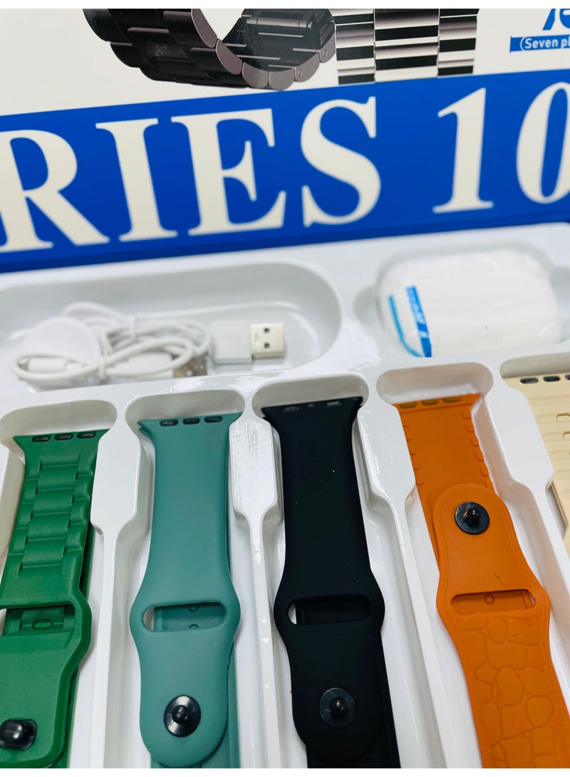 ويزمي مجموعة ساعة WISME الذكية من السلسلة 10: تصميم فاخر، طقم أحزمة 7+2، مراقبة الصحة، إشعارات ذكية، سماعات رأس لاسلكية - حزمة متكاملة تجمع بين الأناقة والأداء - Image 5