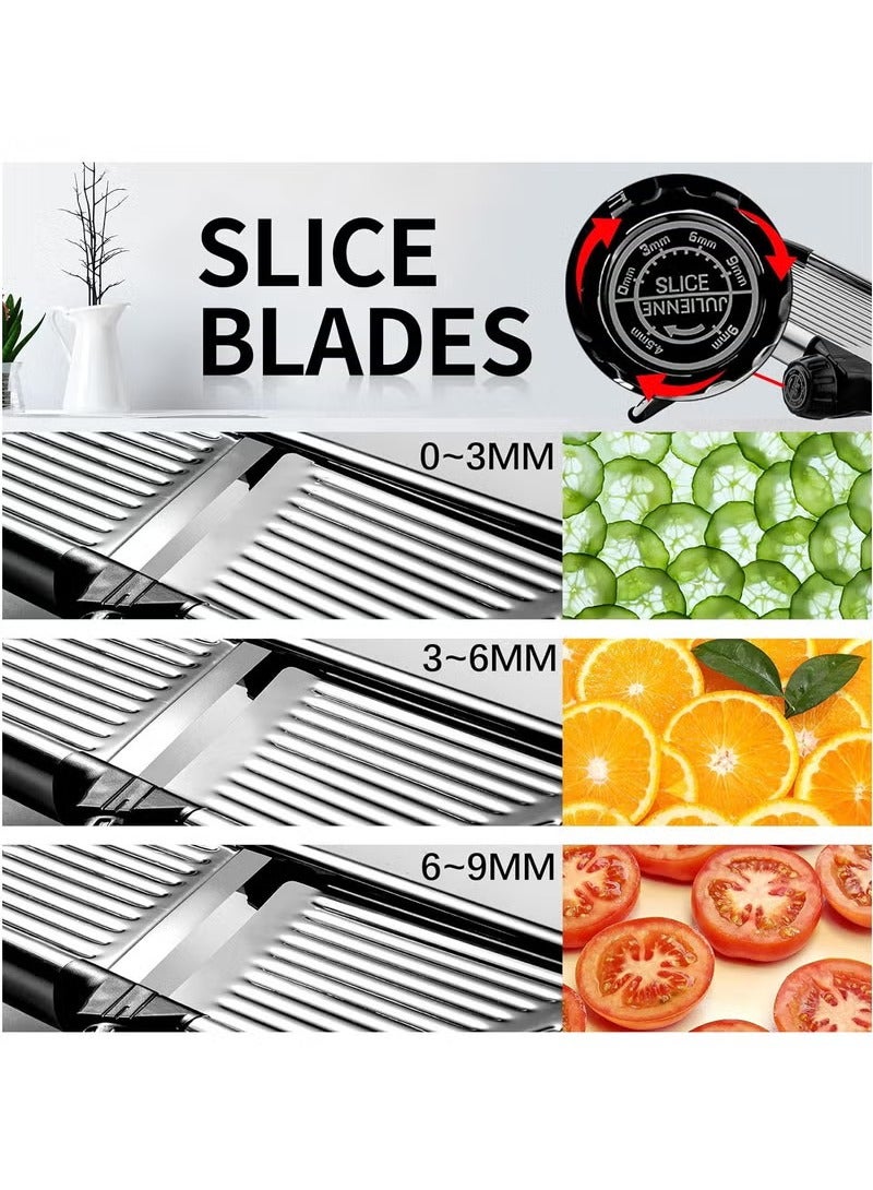 Arabest Mandoline Food Slicer, Adjustable Mandoline Slicer for Kitchen, Stainless Steel Mandolin Vegetable Chopper for Potato/Tomato/Onion, Vegetable Slicer Julienne Cutter, Silver - Image 3