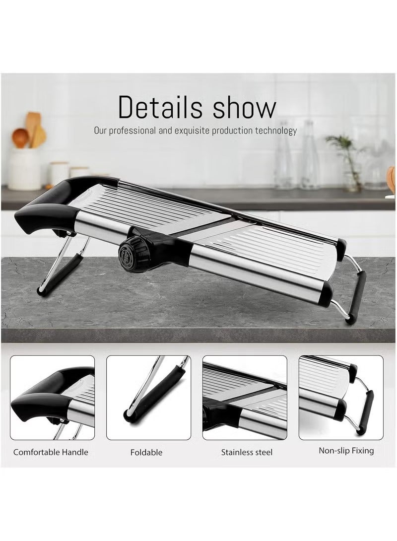 Arabest Mandoline Food Slicer, Adjustable Mandoline Slicer for Kitchen, Stainless Steel Mandolin Vegetable Chopper for Potato/Tomato/Onion, Vegetable Slicer Julienne Cutter, Silver - Image 5