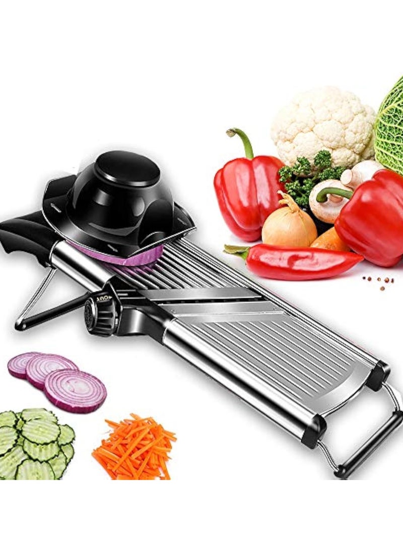 Arabest Mandoline Food Slicer, Adjustable Mandoline Slicer for Kitchen, Stainless Steel Mandolin Vegetable Chopper for Potato/Tomato/Onion, Vegetable Slicer Julienne Cutter, Silver - Image 1